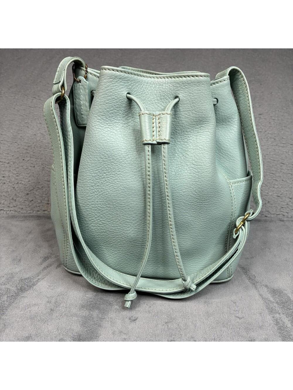 Vintage Coach Sonoma Drawstring Bucket Bag 4926 Mint Green Leather USA - Picture 2 of 15